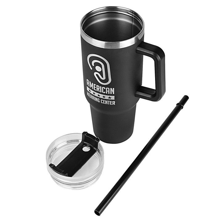 Custom Logo Forty Double Wall Tumbler with Handle Travel Mugs